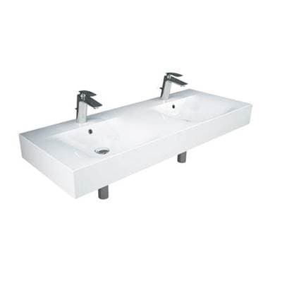 Barclay Des 1210 Double Bowl 47'' Wall Basin 1-hole - White by Barclay