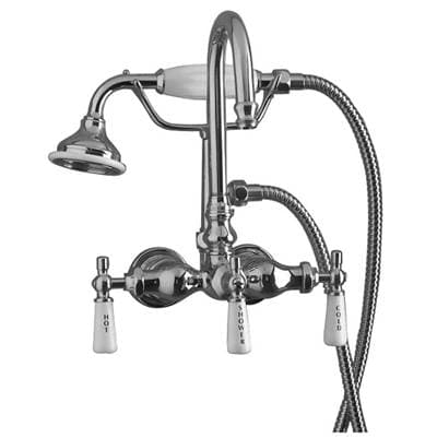 Barclay Hand Shower Faucet W/code Spout, Porc Hdles, Pol Chrome - Polished Chrome