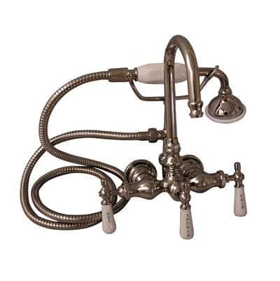 Barclay Hand Shower Faucet W/code Spout, Porc Hdls, Pol Nickel - Polished Nickel