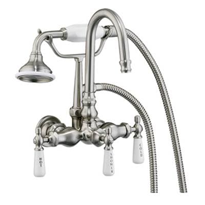 Barclay Hand Shower Faucet W/code Spt, Porc Handles, Brushed Nickel - Satin Nickel