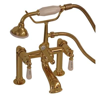 Barclay Elephant Spout Hand Shwr, 6'' Mounts, Porc Hdls, Pol Brass - Polished Brass