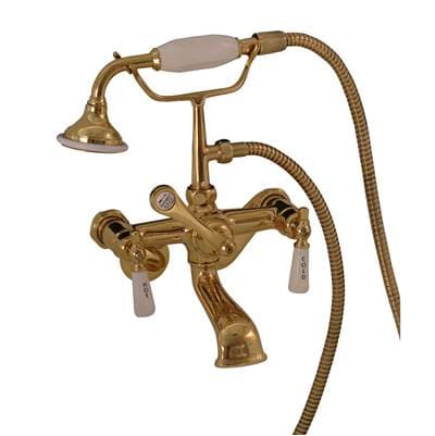 Barclay Elephant Spout Hand Shwr, W/ Swvl Mts, Porc Handle, Brass - Polished Brass by Barclay