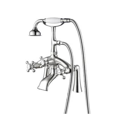 Barclay Deck Mount Filler W/handshower 8'' Curved Bdy,cross Hndl,bn - Brushed Nickel