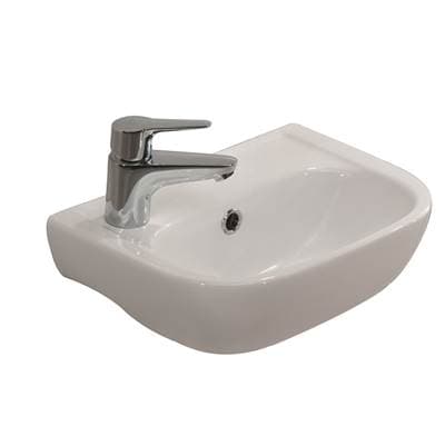 Barclay Caroline 380 Wall-hung Basin, White, Faucet Hole On Left