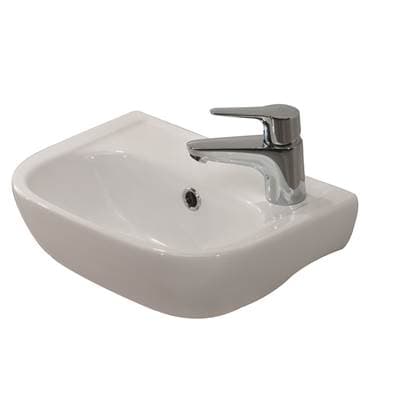 Barclay Caroline 380 Wall-hung Basin, White, Faucet Hole On Right