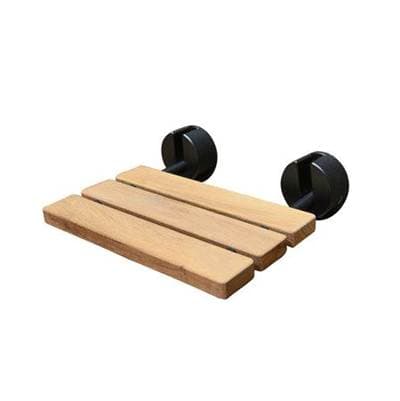 Barclay 16'' Wall Mount Teak Showerseat Brushed Nickel Round Brackets by Barclay