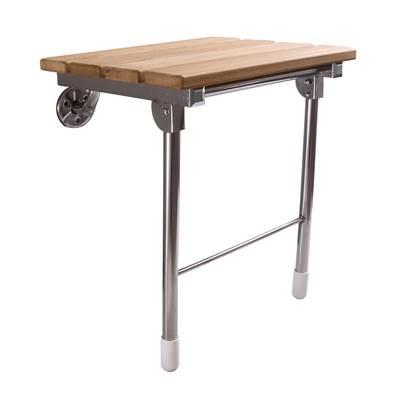 Barclay 15'' Teak Wall Mount Slatted, Stainless Steel Legs by Barclay