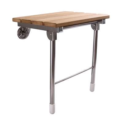 Barclay 15'' Teak Wall Mount Slatted, Stainless Steel Legs by Barclay
