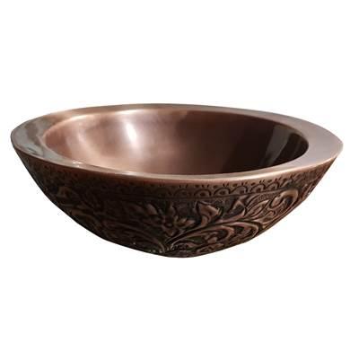 Akola 16'' Round Embossed Copper Vessel by Barclay