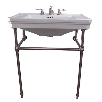 Barclay Drew 30'' Console W/stand, White, 8'' Widespread, BN Stand - Brushed Nickel by Barclay