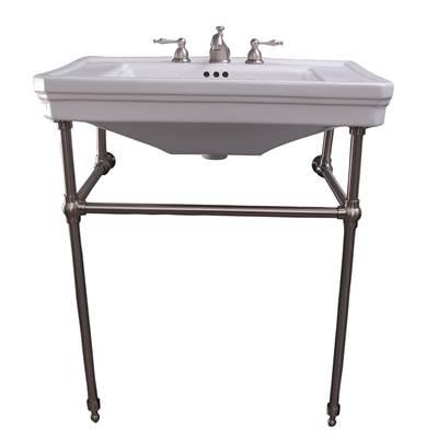 Drew 30'' Console w/Stand, White, 8'' Widespread, BN Stand