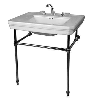 Drew 30'' Console w/Stand, White, 8'' Widespread CP Stand by Barclay