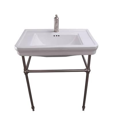 Drew 30'' Console w/Stand, White, 1 Faucet Hole, BN Stand by Barclay