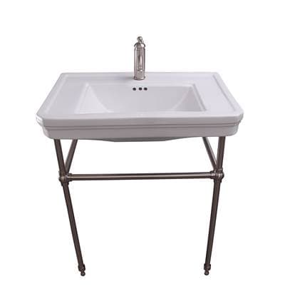 Barclay Drew 30'' Console W/stand, White, 1 Faucet Hole, BN Stand - Brushed Nickel by Barclay