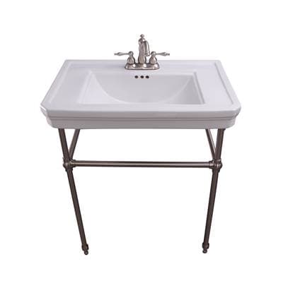 Barclay Drew 30'' Console W/stand, White, 4'' CC, BN Stand - Brushed Nickel by Barclay