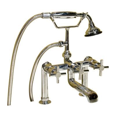 Barclay Deck Mount Tub Faucet W/ Cross Handles, Hand Shower-cp - Polished Chrome