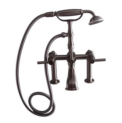 Barclay Deck Mount Tub Faucet W/ Lever Handles, Hand Shower-bn - Brushed Nickel