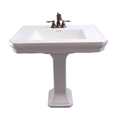 Barclay Corbin Rectangular Pedestal Lavatory, 4'' CC - White