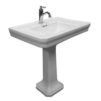 Drew 770 Pedestal w/1 Faucet Hole, Overflow, White by Barclay