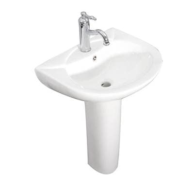 Barclay Banks Pedestal for 4'' Cc Faucet Holes, Overflow - White by Barclay