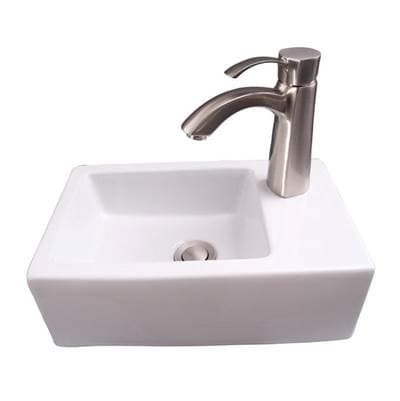 Barclay Avilla Rect Wall Hung 15'' Faucet Hole On Left - White by Barclay
