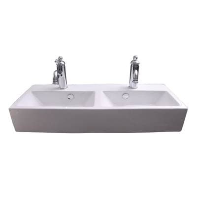 Barclay Winfield Wall Hung 33-1/2'' Dbl Bowl,1 Fct Hole Each, OF, WH - White by Barclay