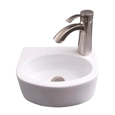 Barclay Cadiz Wall Hung Basin 12'', Circle, 1 Faucet Hole - White