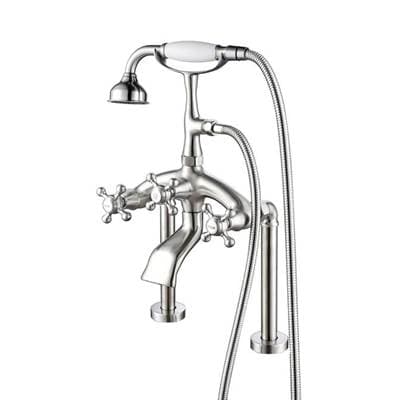 Barclay Deck Mount Filler W/handshower 8'' Curved Bdy,cross Hndl,bn - Brushed Nickel by Barclay