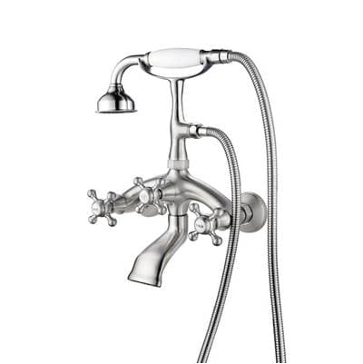 Barclay Wall Mount Filler W/handshower 8'' Curved Bdy,cross Hndl,bn - Brushed Nickel