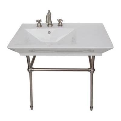 Barclay Opulence Console 31-1/2'', Rect Bowl, 4'' CC, White, BN Stand - Brushed Nickel