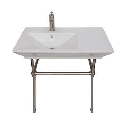 Barclay Opulence Console 31-1/2'', Rect Bowl, 1-hole, White, BN Stand - Brushed Nickel by Barclay