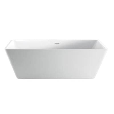 Barclay Siren 64'' AC Rect Tub with Internal OF Drain BN, White - Brushed Nickel