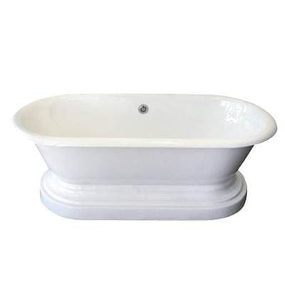 Barclay Duet Cast Iron Dbl Roll Tub WH W/base, 66'', 7'' Holes - White by Barclay