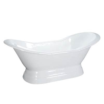 Barclay Oxnard Cast Iron Dbl Slipper W/ Base, 72'', WH, No Holes - White by Barclay