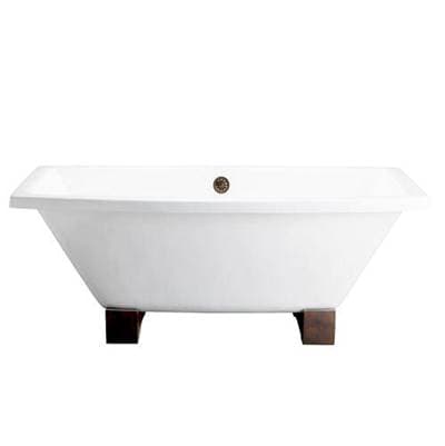 Barclay Athens Cast Iron Tub WH, 67'', 7'' Holes, Wooden Block Feet - White by Barclay