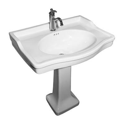 Ensal Pedestal for 4'' cc Hole, Overflow, White by Barclay