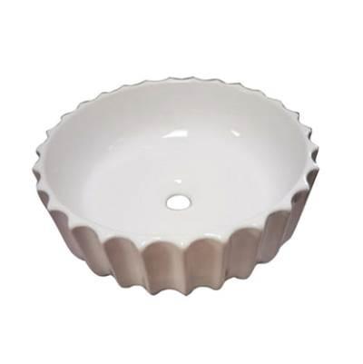 Antonette 16'' Circular Basin, Fluted exterior, White by Barclay