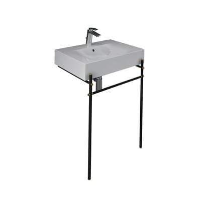 Barclay Des 610 Basin 1-Hole White, with Brass Stand - Matte Black by Barclay