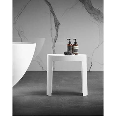 Barclay Barstone Shower Stool Round White Glossy - Glossy White by Barclay