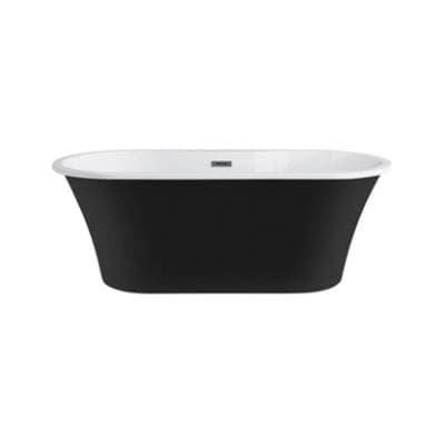 Barclay Nouri 66'' AC Tub Matt Black W/ Internal Drain & OF Pol Nickel - Polished Nickel