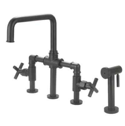 Barclay Highland Kitchen Bridge Faucet W/cross Handles, 8'' Centers,mb - Matte Black by Barclay