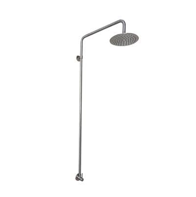 Barclay Outdoor Shower Wall Mount 8'' Riser 17'' - Brushed Stainless by Barclay