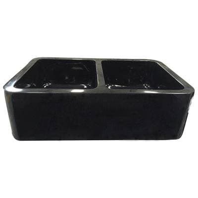 Barclay Atlanta 33'' Polished Granite Dbl Bowl Apron Front Sink-gpbl - Polished Black by Barclay