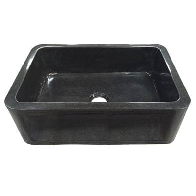 Barclay Ankra 33'' Polished Granite Single Bowl Apron Front Sink, GPBL - Polished Black by Barclay