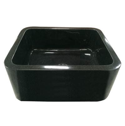 Barclay Acantha 24'' Polished Granite Single Bowl Apron Front Sink, GPBL - Polished Black by Barclay