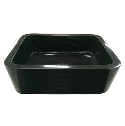 Barclay Acantha 33'' Polished Granite Single Bowl Apron Front Sink, GPBL - Polished Black by Barclay