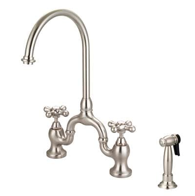 Barclay Banner Kitchen Bridge Faucet W Sidespray & Metal Cros Han, BN - Brushed Nickel by Barclay