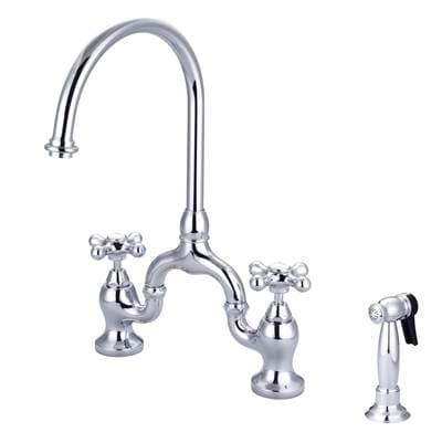 Barclay Banner Kitchen Bridge Faucet W Sidespray & Metal Cros Han, CP - Polished Chrome by Barclay