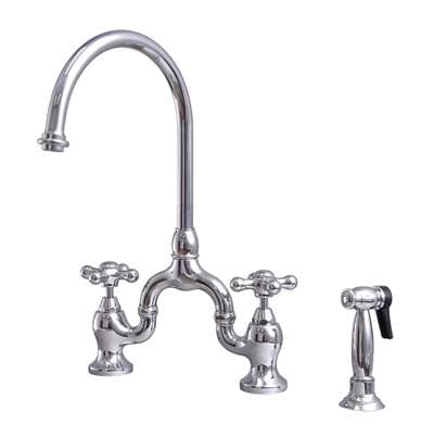 Barclay Banner Kitchen Bridge Faucet W Sidespray & Metal Cros Han, CP - Polished Chrome by Barclay