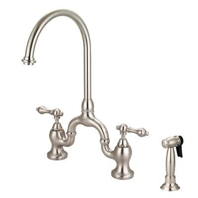 Banner Kitchen Bridge Faucet w Sidespray & Metal Lver Han, BN